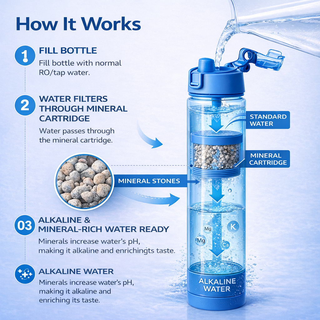 Alkaline Water Bottle – Mineral Rich Water for Daily Hydration & Stomach Comfort